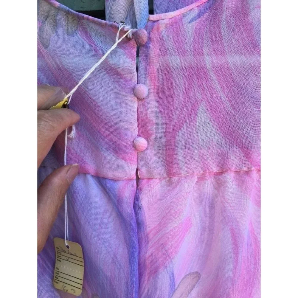 Vintage Designer DON LUIS Dress FLOWING OVERDRESS Chiffon Pastel Spain 60's